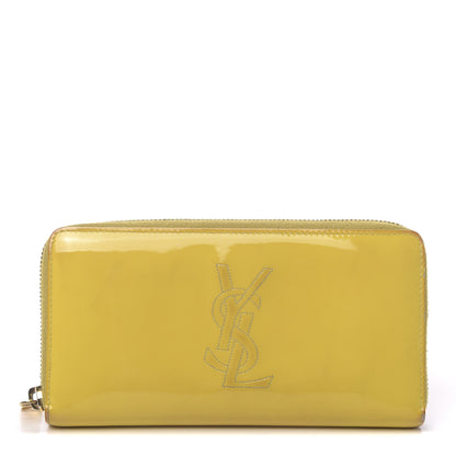 Saint Laurent Patent Calfskin Belle De Jour Zip Around Wallet Yellow 1 of 17