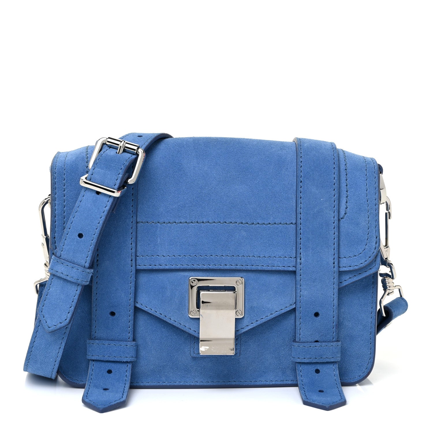 Proenza Schouler Suede PS1 Mini Pouch Messenger Bag Slate Blue 1 of 14