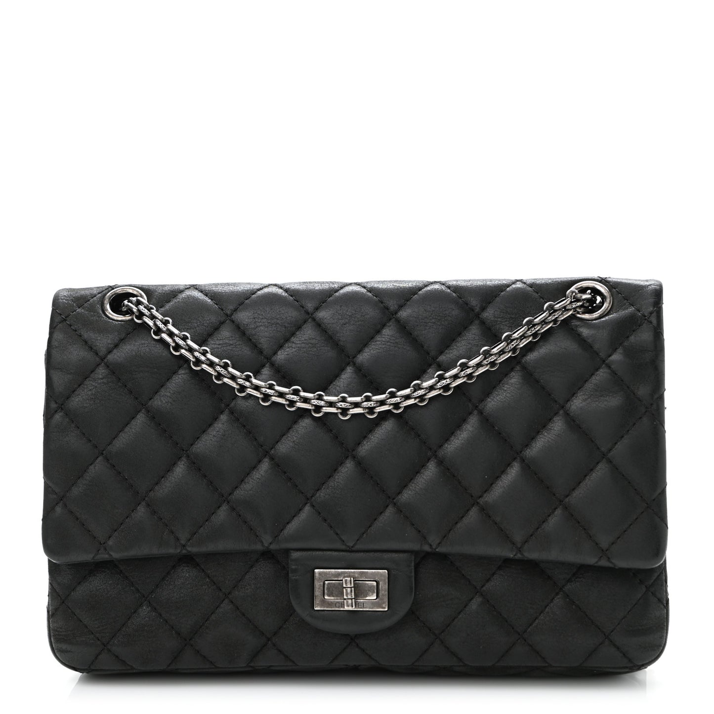 Iridescent Calfskin Quilted 2.55 Reissue 226 Flap Black