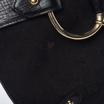 Gucci Monogram Large Horsebit Web Hobo Black 9 of 11