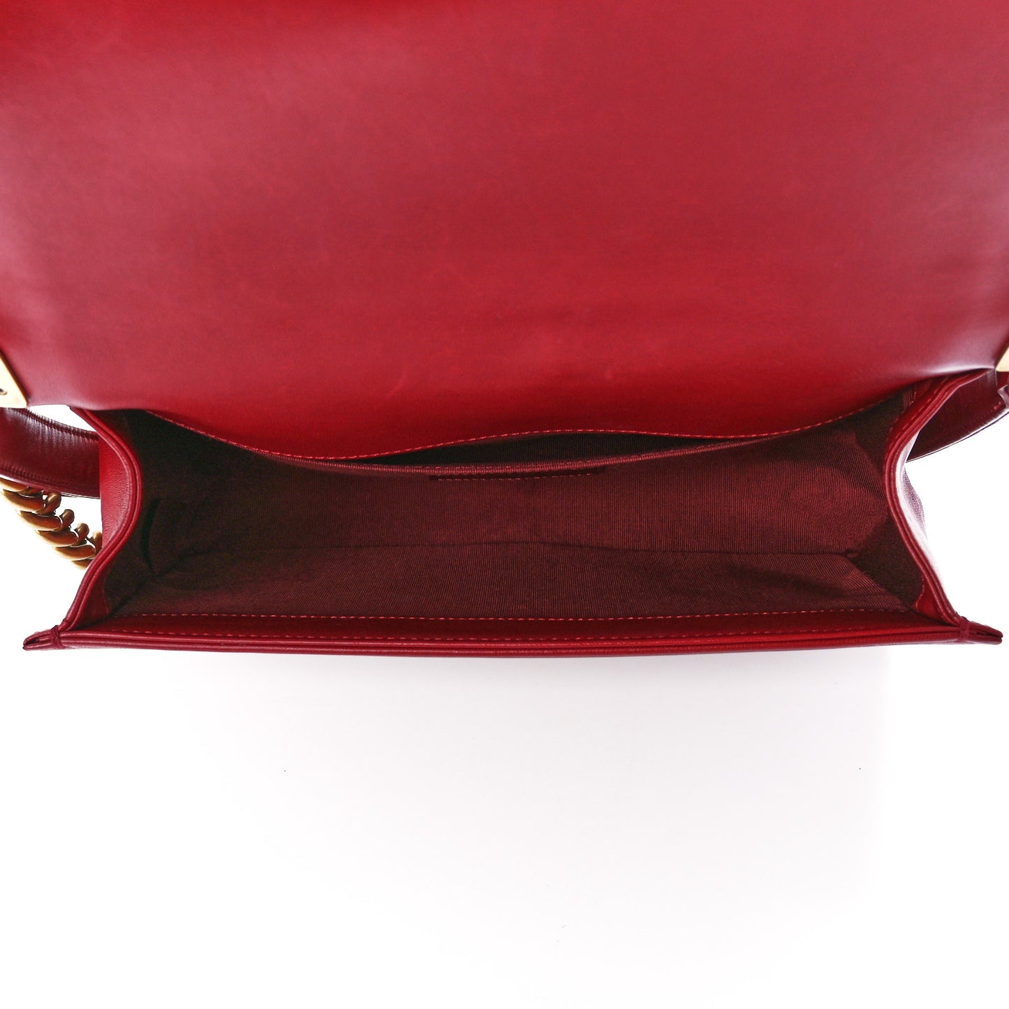 Lambskin Quilted Medium Boy Flap Dark Red