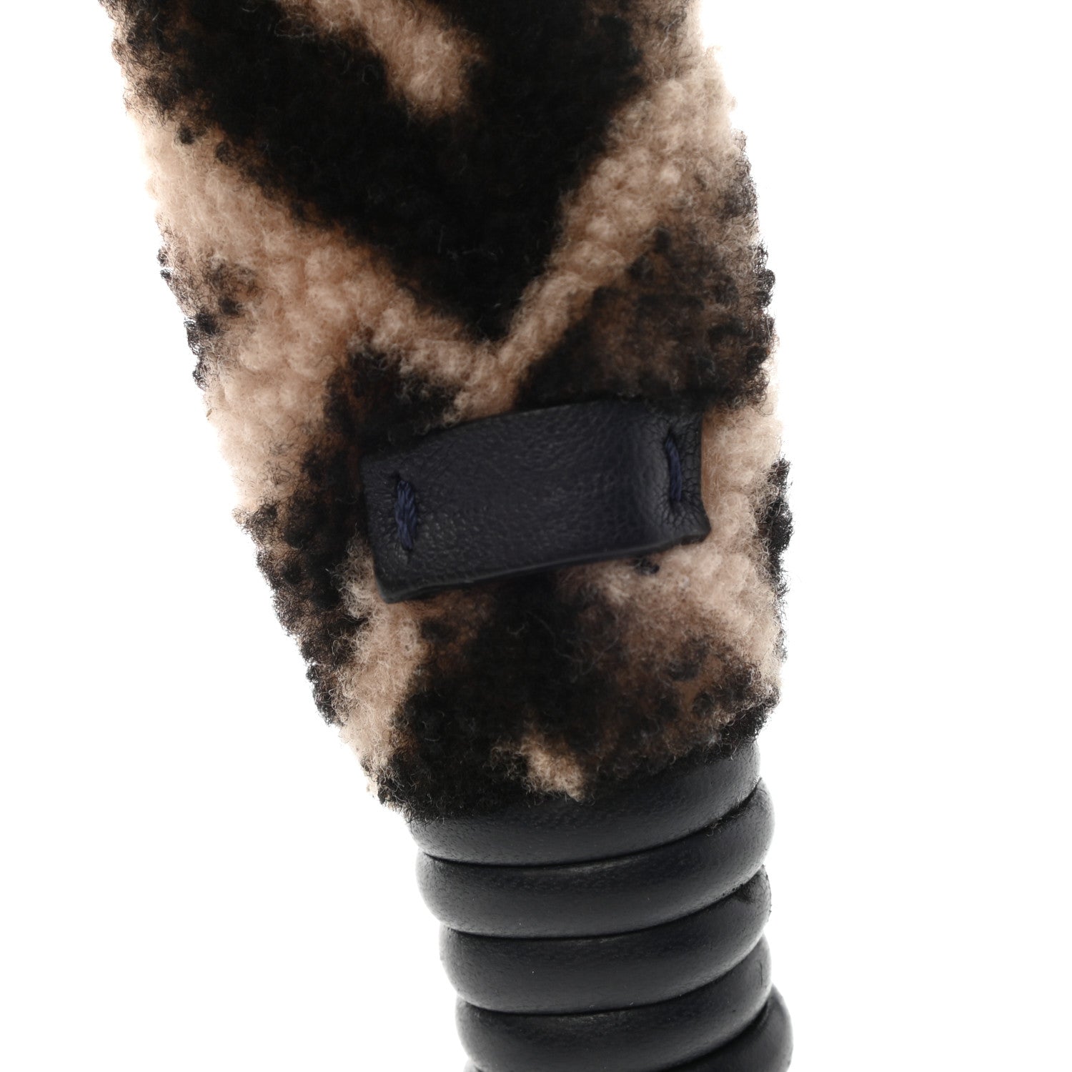 Fendi Shearling Macro FF 1974 Diagonal Mini Strap You Dove Black 3 of 5