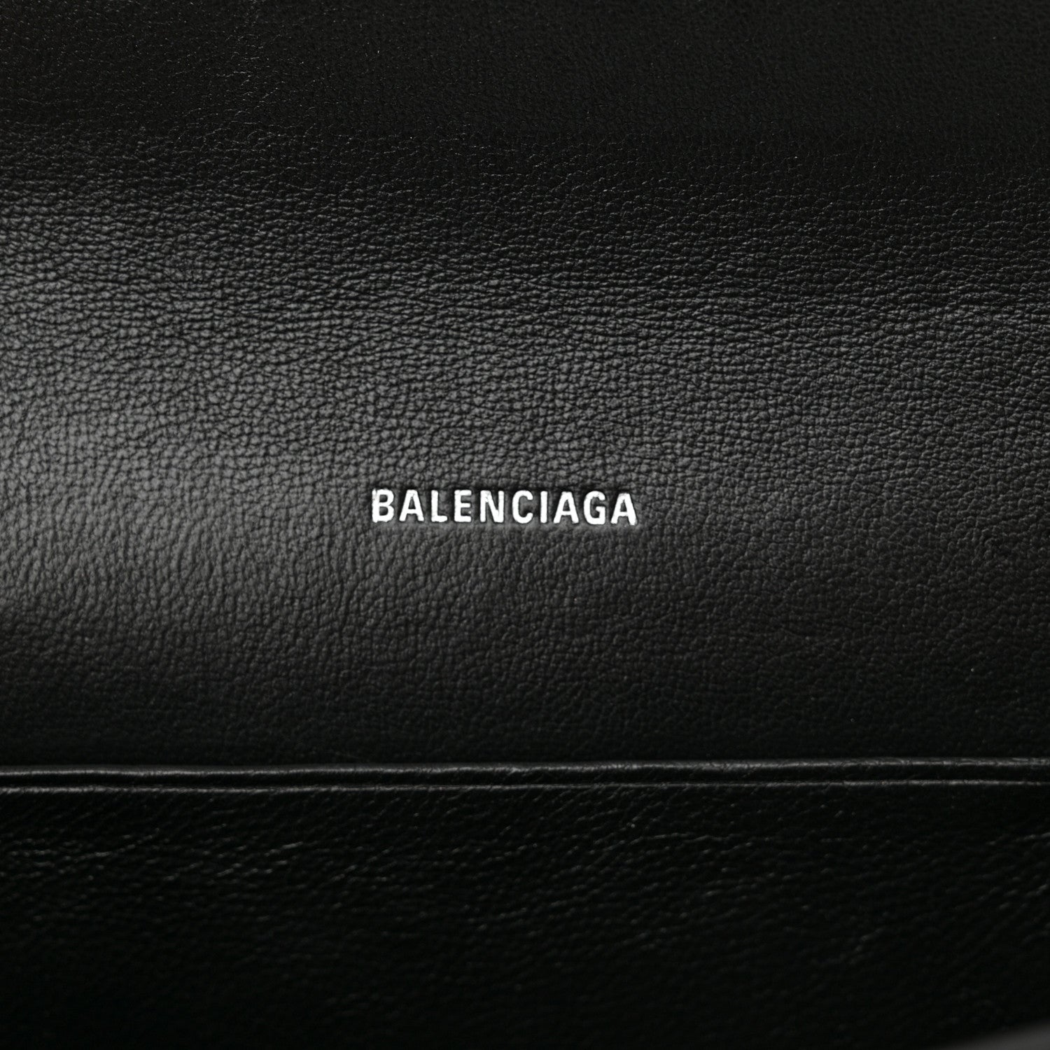 Balenciaga Grained Calfskin Logo Cash Phone Holder Wallet On Chain Black White 6 of 11
