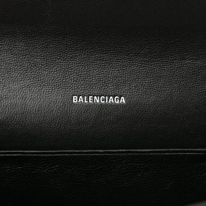 Balenciaga Grained Calfskin Logo Cash Phone Holder Wallet On Chain Black White 6 of 11