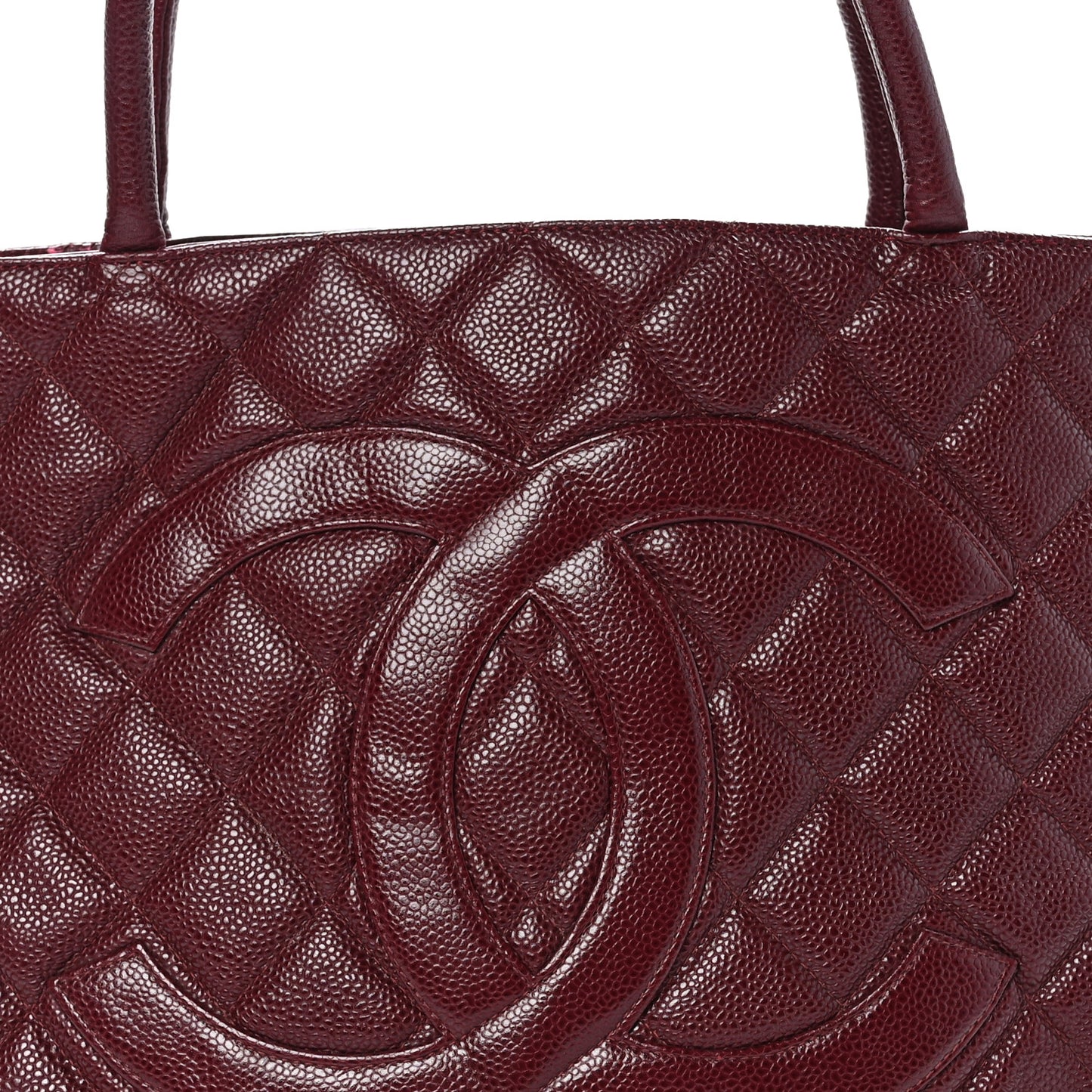 Caviar Quilted Medallion Tote Bordeaux