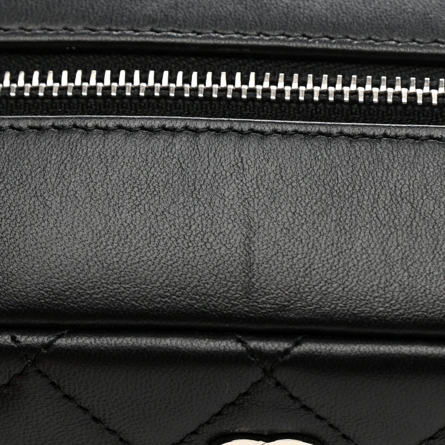 Chanel Lambskin Quilted Medium Curvy Pouch Cosmetic Case Black 8 of 9