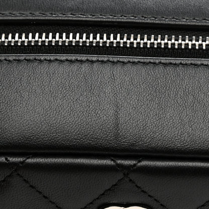 Chanel Lambskin Quilted Medium Curvy Pouch Cosmetic Case Black 8 of 9