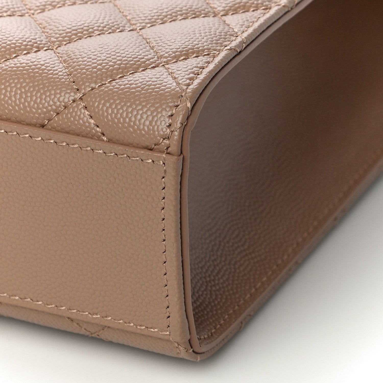 Saint Laurent Grain De Poudre Mixed Matelasse Large Triquilt Monogram Satchel Dark Beige 10 of 10