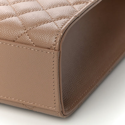 Saint Laurent Grain De Poudre Mixed Matelasse Large Triquilt Monogram Satchel Dark Beige 10 of 10