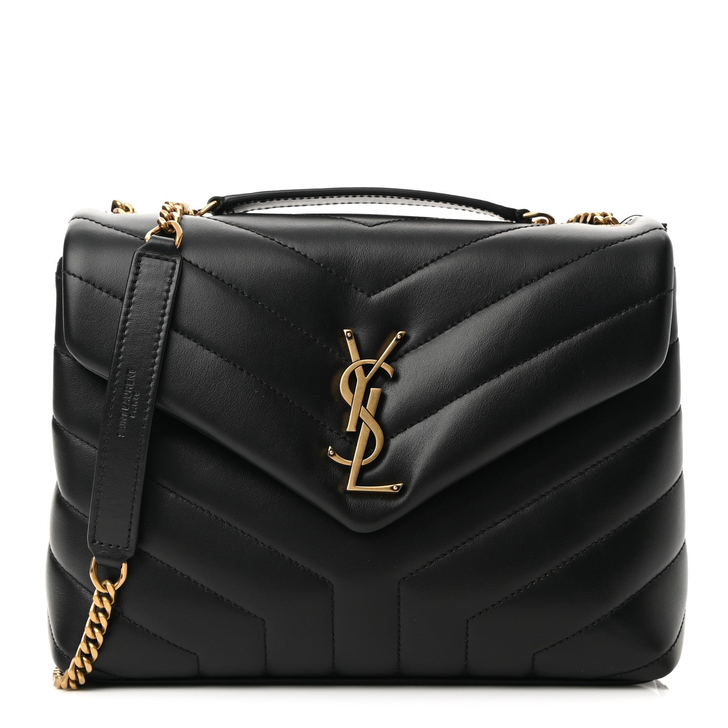 Saint Laurent Calfskin Y Quilted Monogram Small Loulou Chain Satchel Black 1 of 10