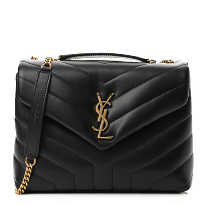 Saint Laurent Calfskin Y Quilted Monogram Small Loulou Chain Satchel Black 1 of 10