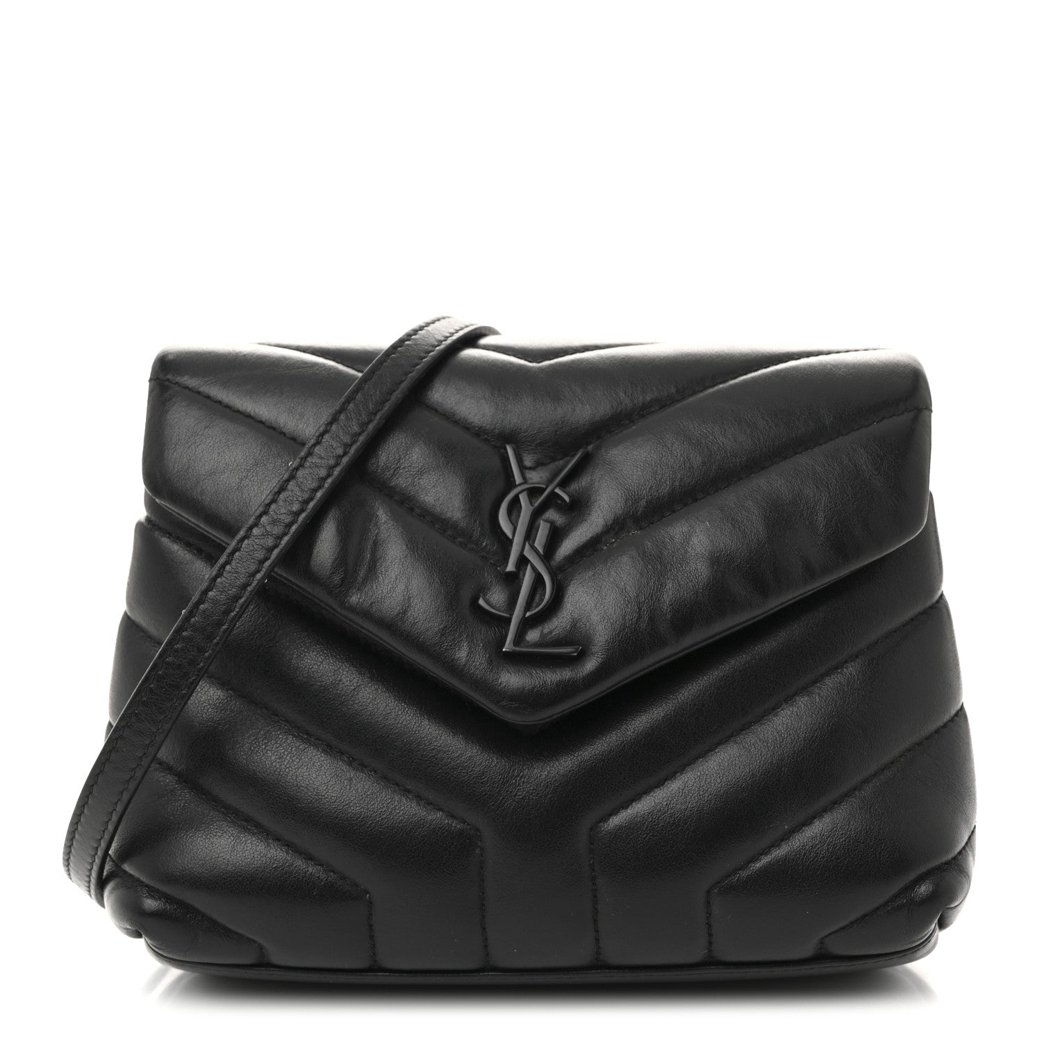 Saint Laurent Calfskin Y Quilted Monogram Monochrome Toy Loulou Crossbody Bag Black 1 of 16