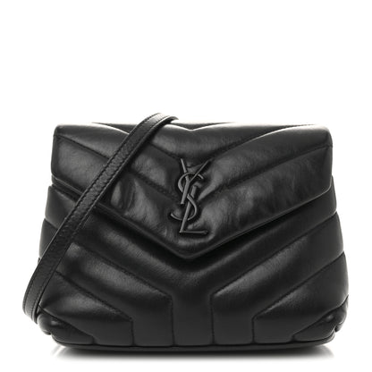 Saint Laurent Calfskin Y Quilted Monogram Monochrome Toy Loulou Crossbody Bag Black 1 of 16