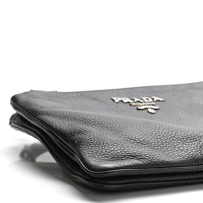 Prada Vitello Daino Double Zip Crossbody Bag Black 9 of 12
