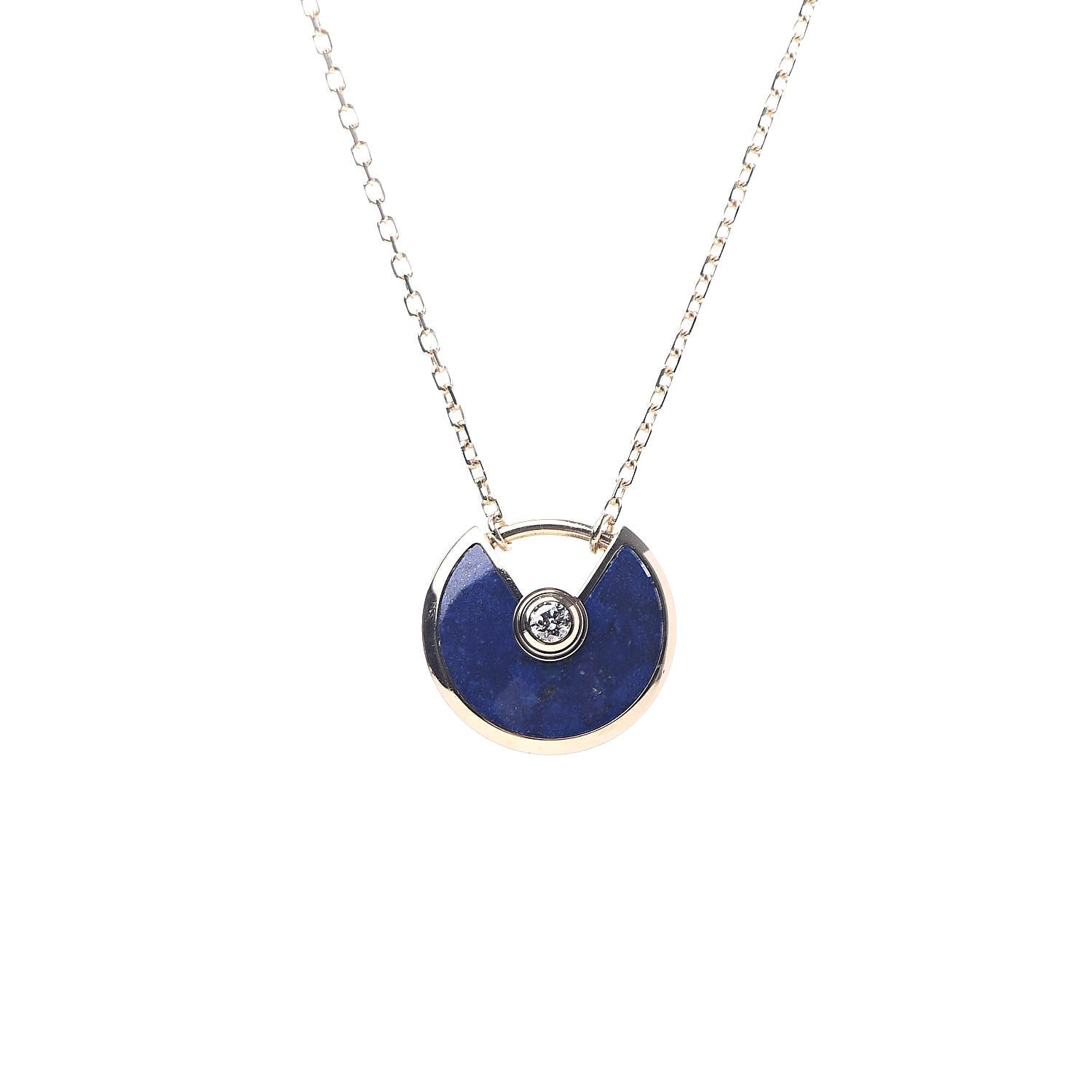 Cartier 18K Yellow Gold Diamond Lapis Lazuli XS Amulette de Pendant Necklace 4 of 6