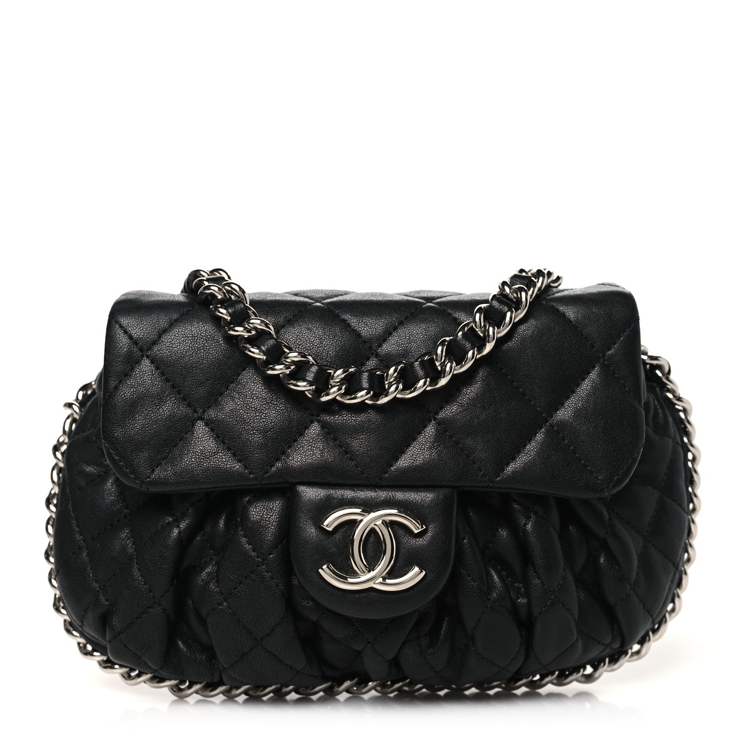 Chanel Washed Lambskin Quilted Mini Chain Around Flap Black 1 of 10