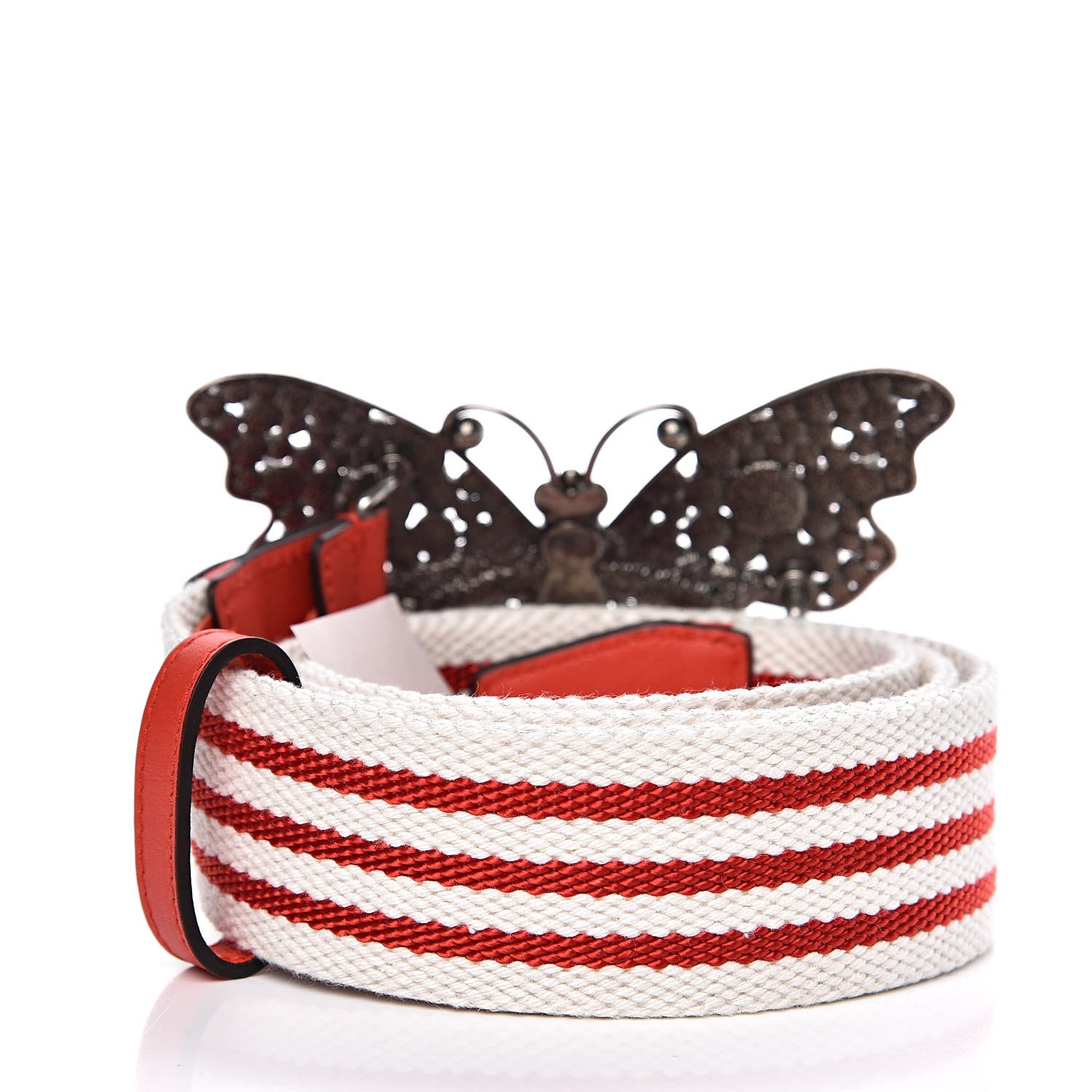 Gucci Crystal Butterfly Belt 85 34 White Red 3 of 5