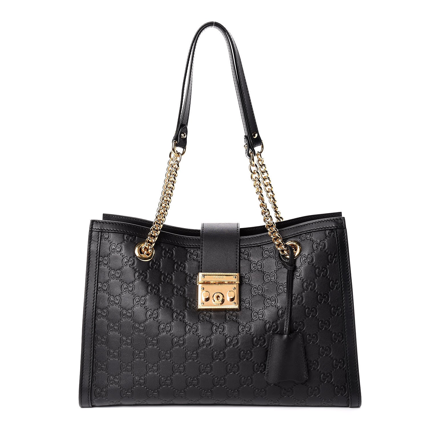 Gucci Guccissima Medium Padlock Tote Black 1 of 10