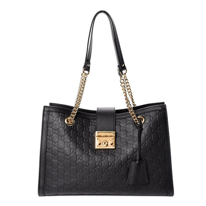 Gucci Guccissima Medium Padlock Tote Black 1 of 10