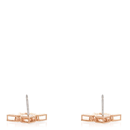 Roberto Coin 18K Rose Gold Black Diamond Venetian Princess Flower Earrings 3 of 4