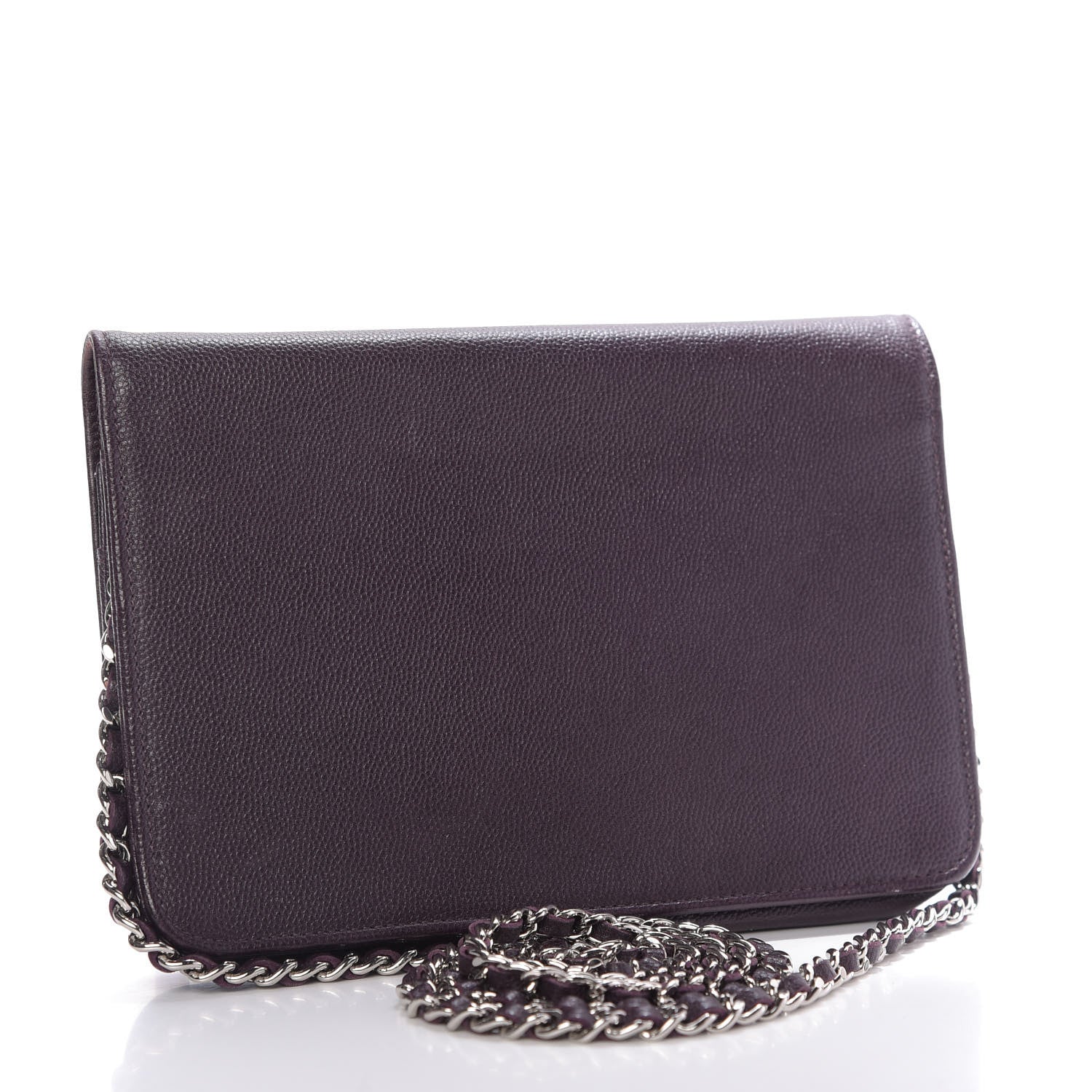 Chanel Caviar Sevruga Wallet On Chain WOC Plum 3 of 10