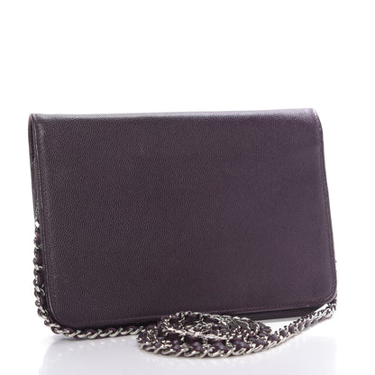 Chanel Caviar Sevruga Wallet On Chain WOC Plum 3 of 10