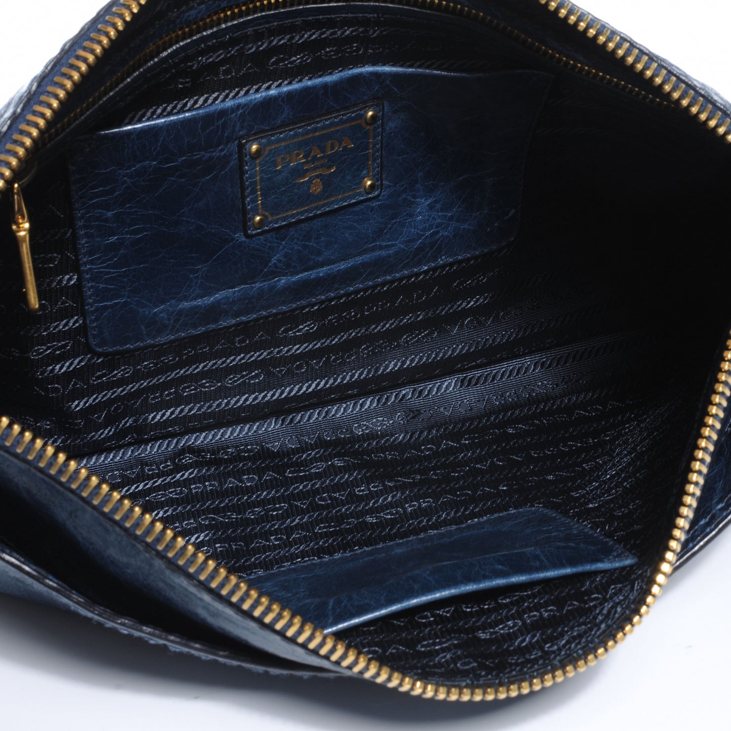 Vitello Shine Pochette Clutch Denim