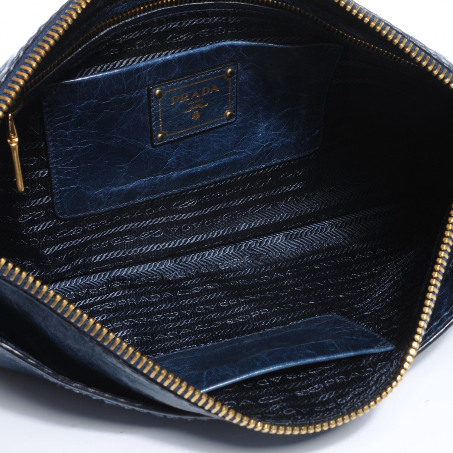 Prada Vitello Shine Pochette Clutch Denim 6 of 9