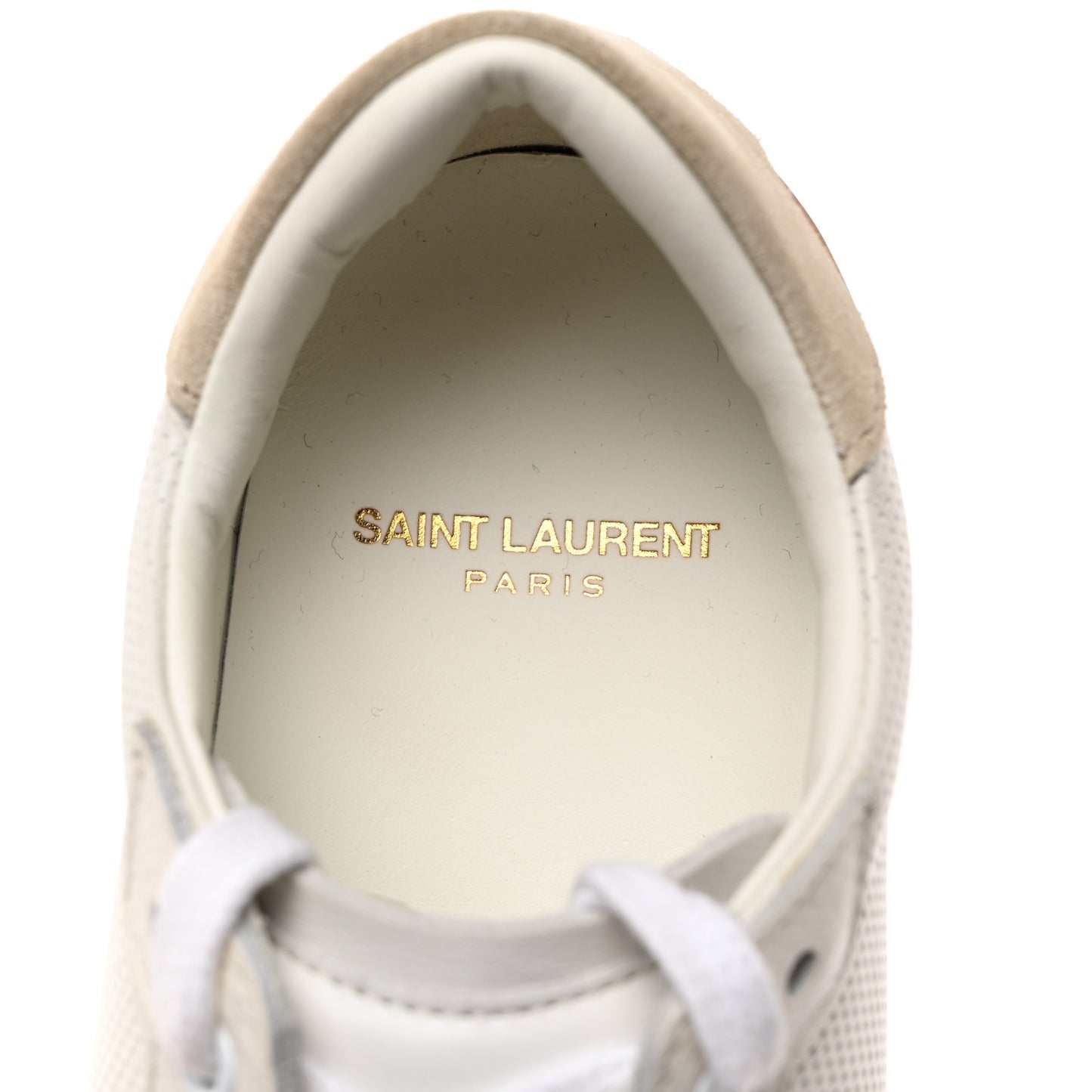 Calfskin Perforated Suede SL10 Court Classic Low Top Sneakers 37 White