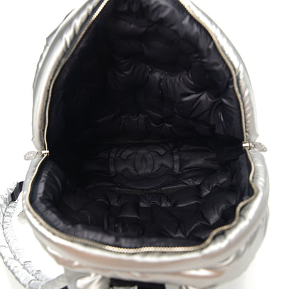 Chanel Nylon Embossed Doudoune Backpack Silver 4 of 8