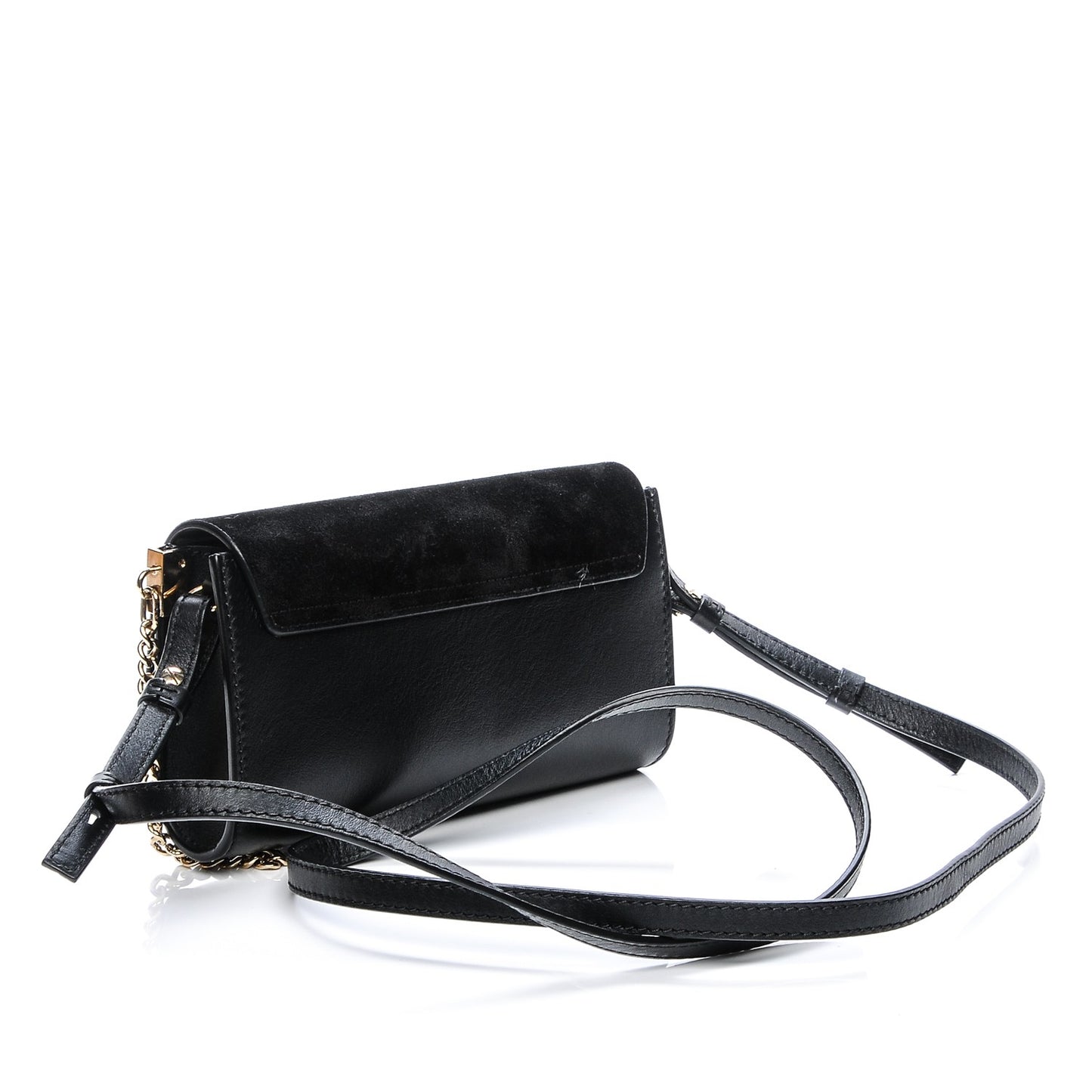 Suede Calfskin Mini Faye Shoulder Bag Black