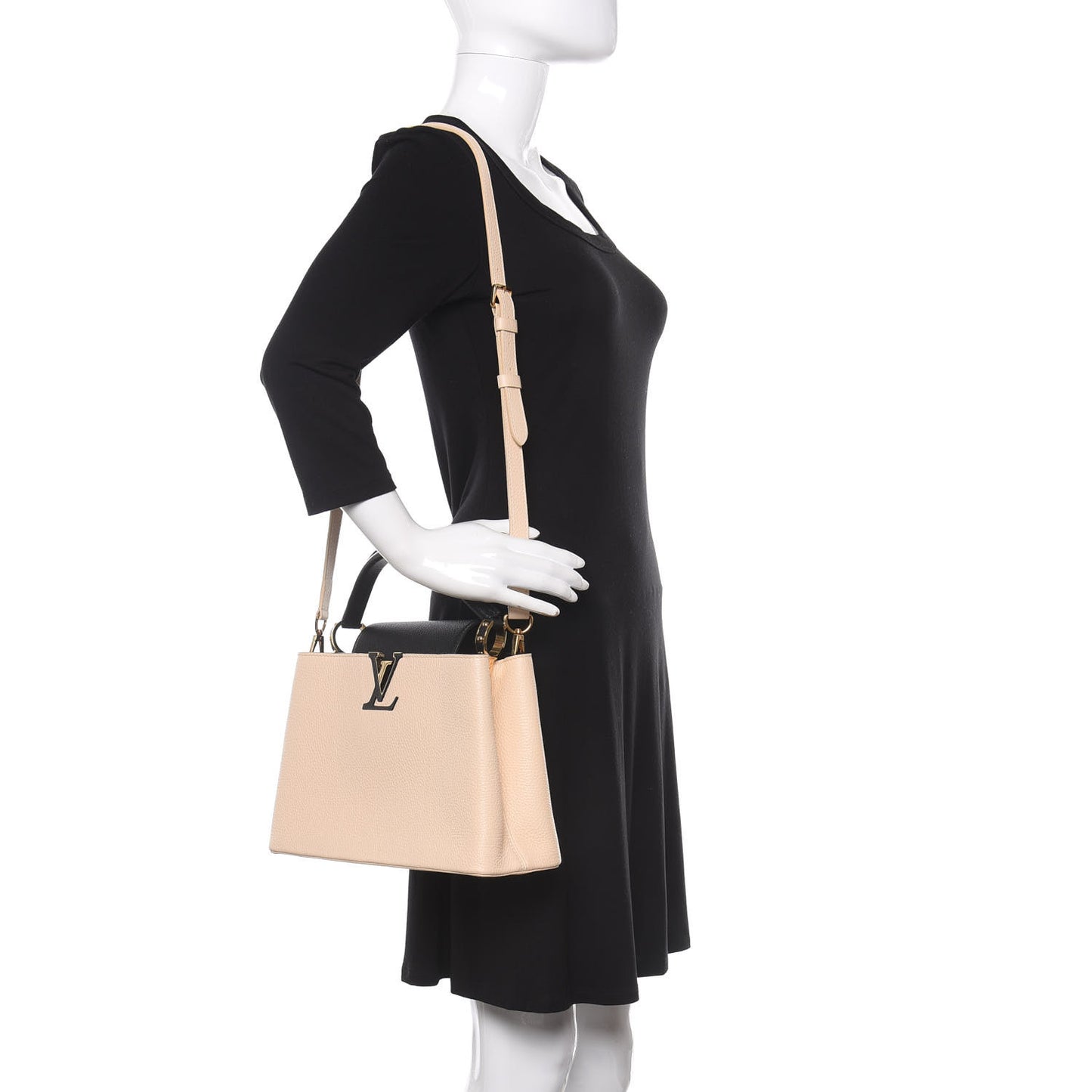 Taurillon Capucines PM Creme Black