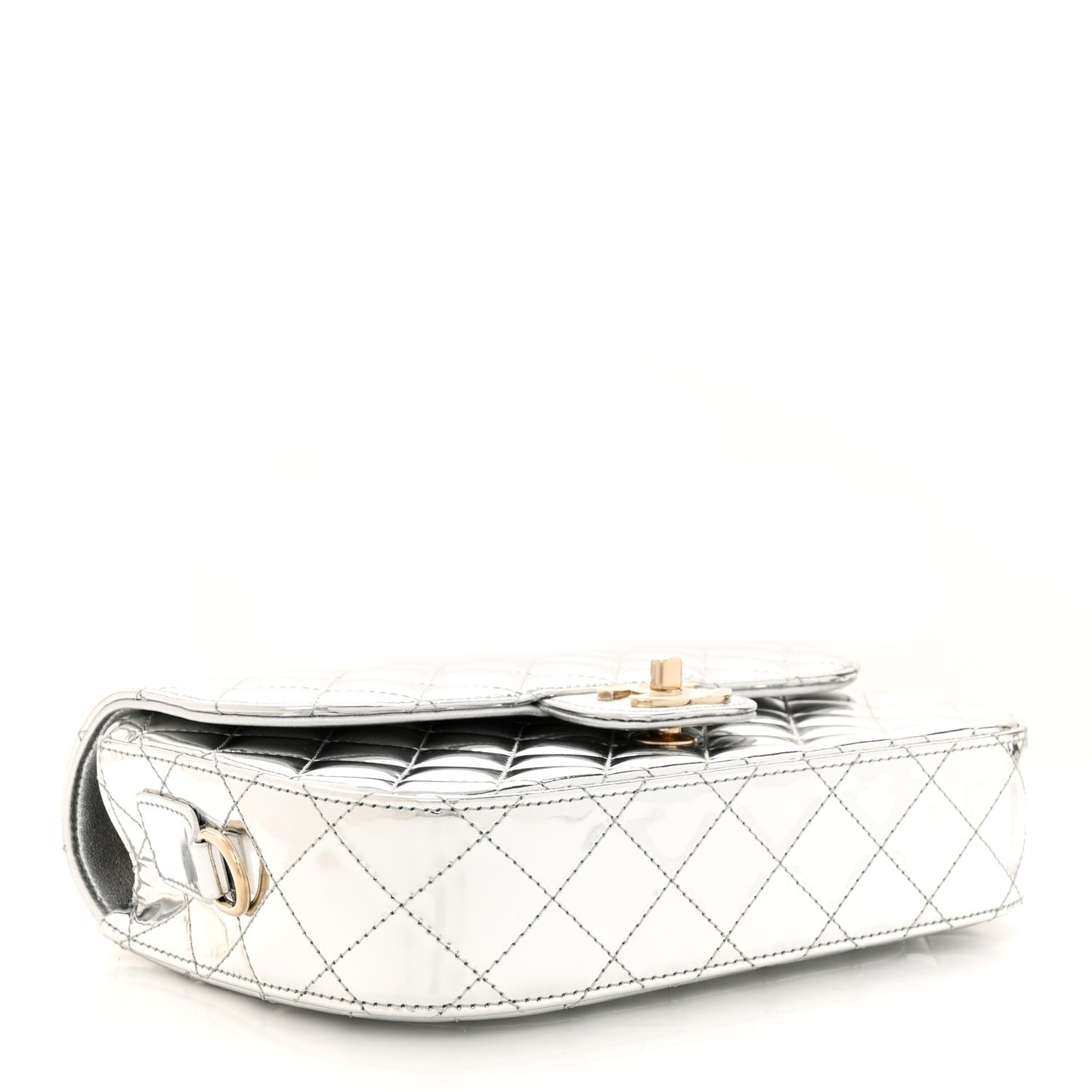 Mirror Calfskin Metallic Calfskin Medium Hollywood Boulevard Flap With Star Coin Purse Silvery