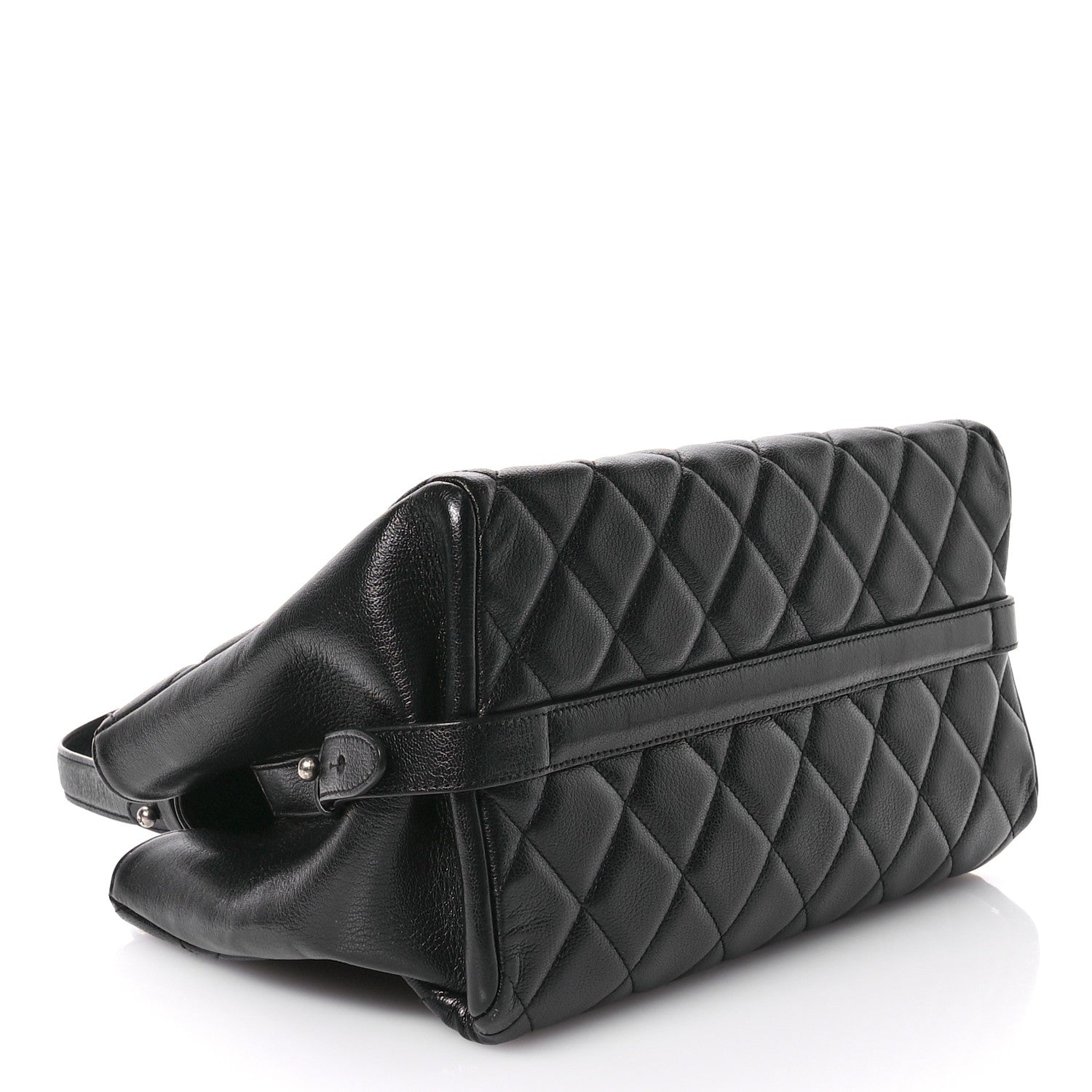 Chanel Metallic Goatskin Quilted Large City Rock Shopping Bag Black 4 of 11