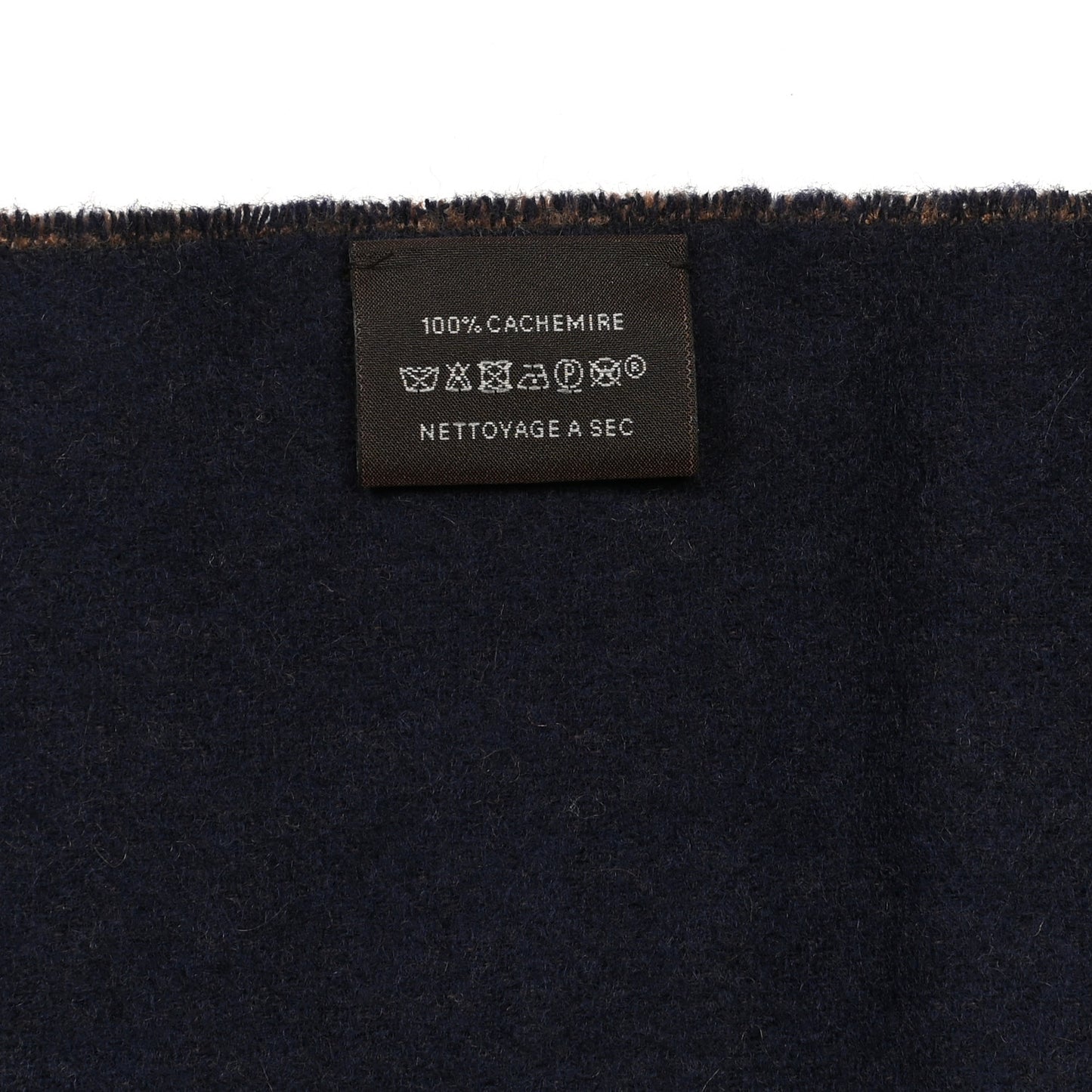 Cashmere Casaque Chevron Muffler Camel Marine