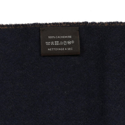 Hermes Cashmere Casaque Chevron Muffler Camel Marine 4 of 4