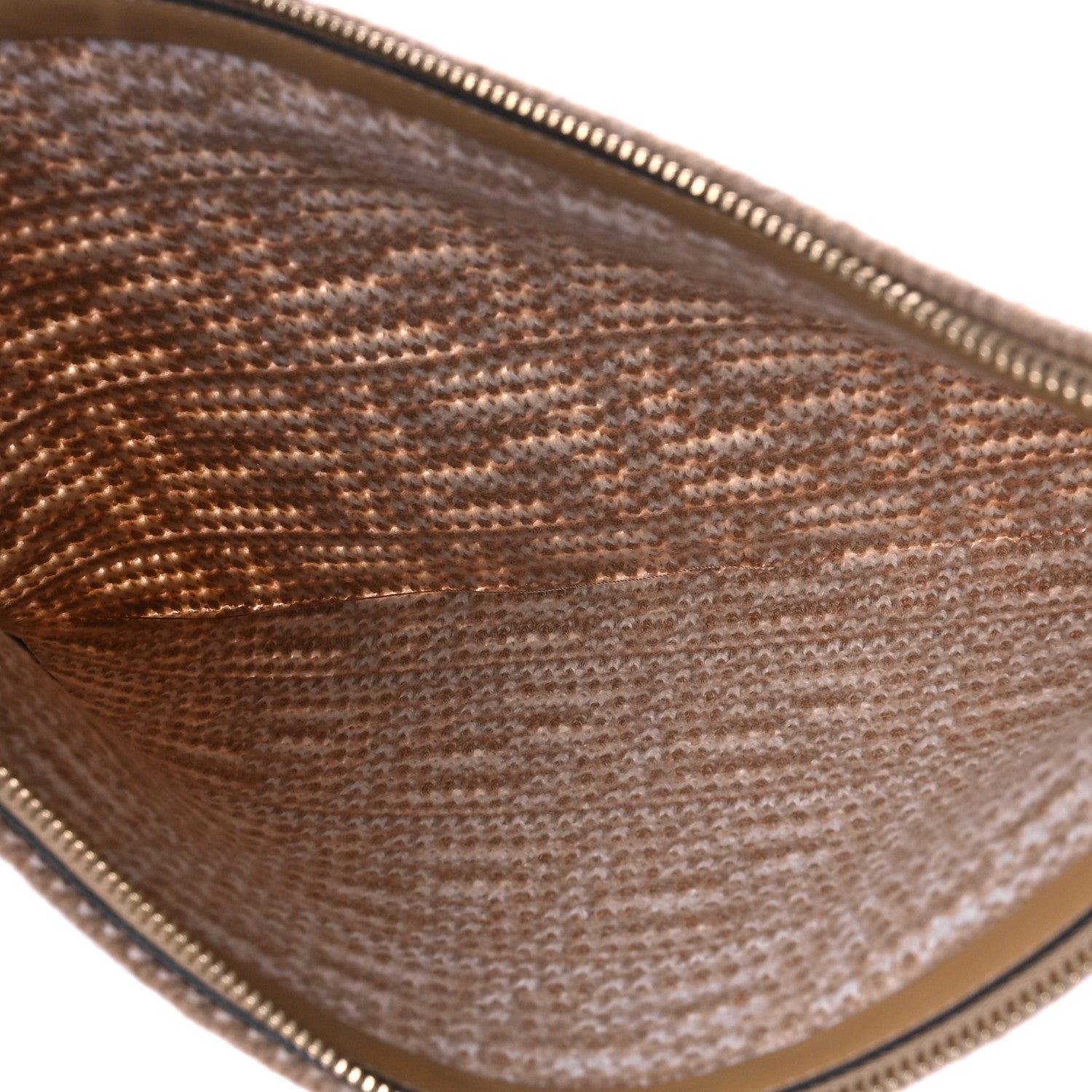 Fendi Fabric Calfskin FF Woven Large Flat Pouch Cammello 5 of 9