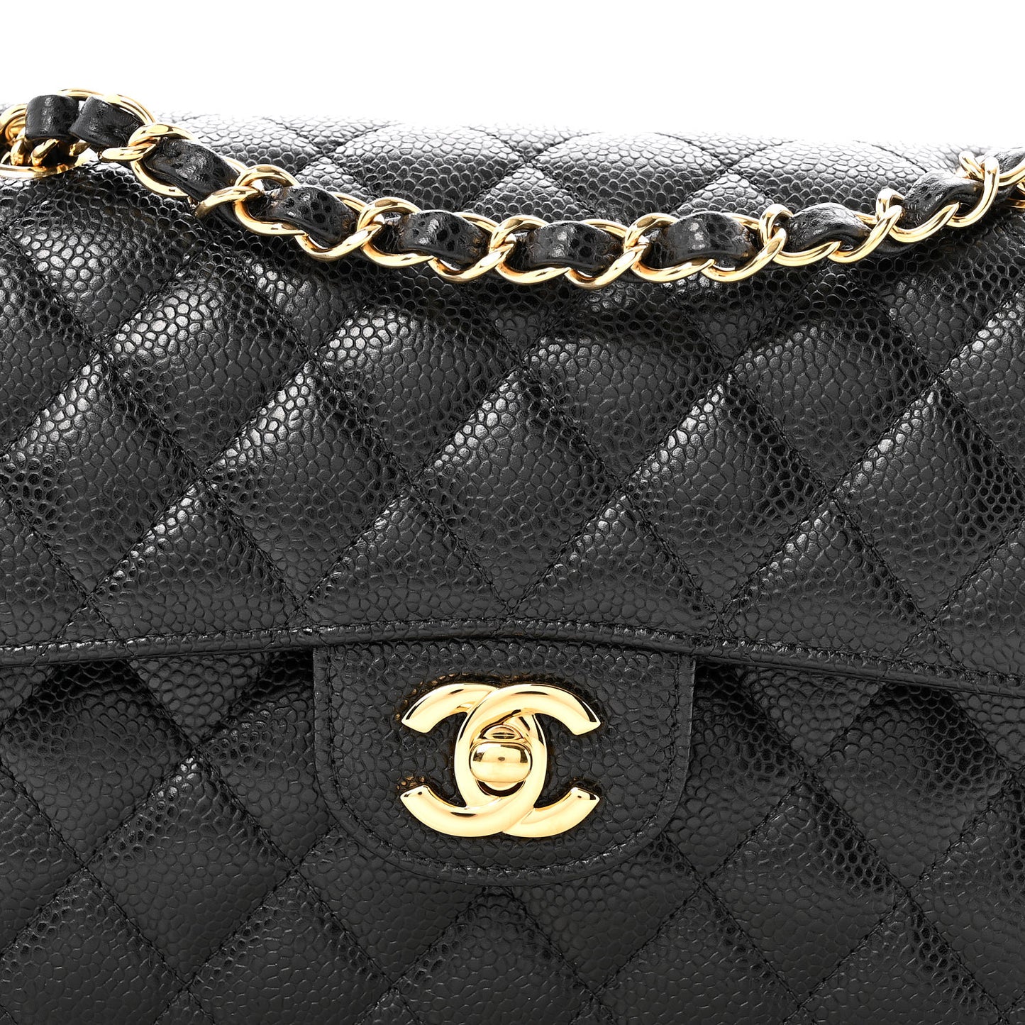 Caviar Quilted Small Double Flap Black