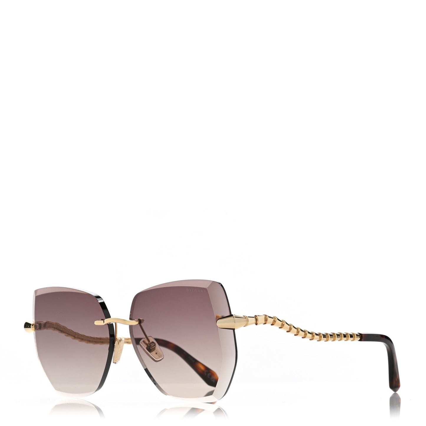 Metal Serpenti Viper Rectangular Sunglasses BV40045U Gold