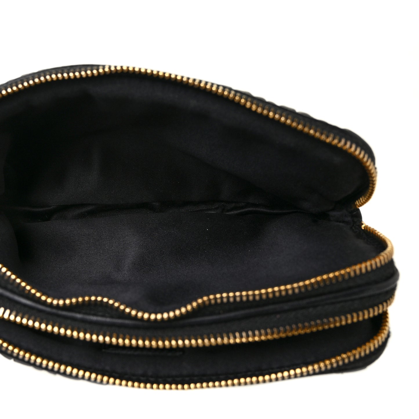 Nappa Matelasse Double Zip Pochette Clutch Black