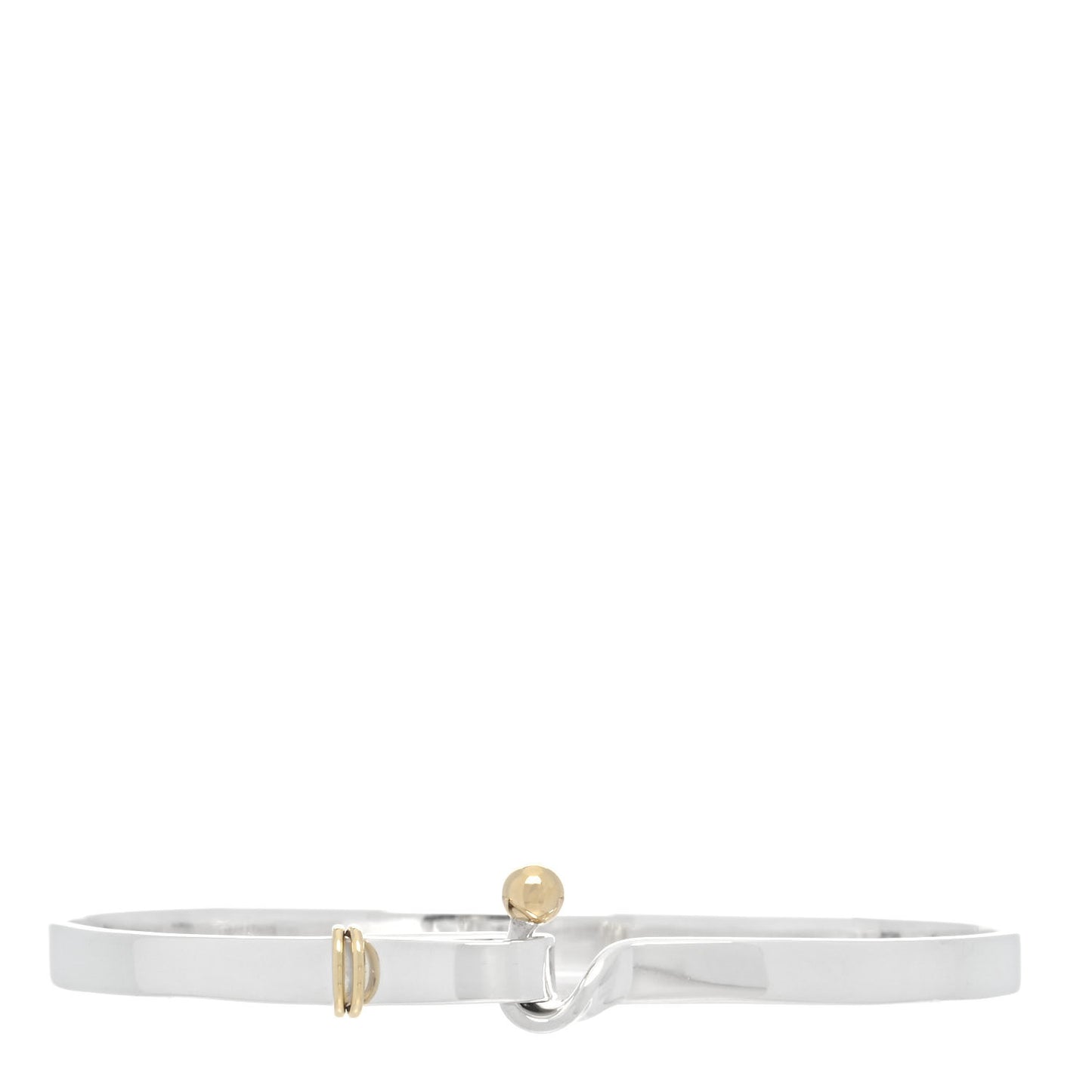 Sterling Silver 18K Yellow Gold Hook Eye Bangle Bracelet