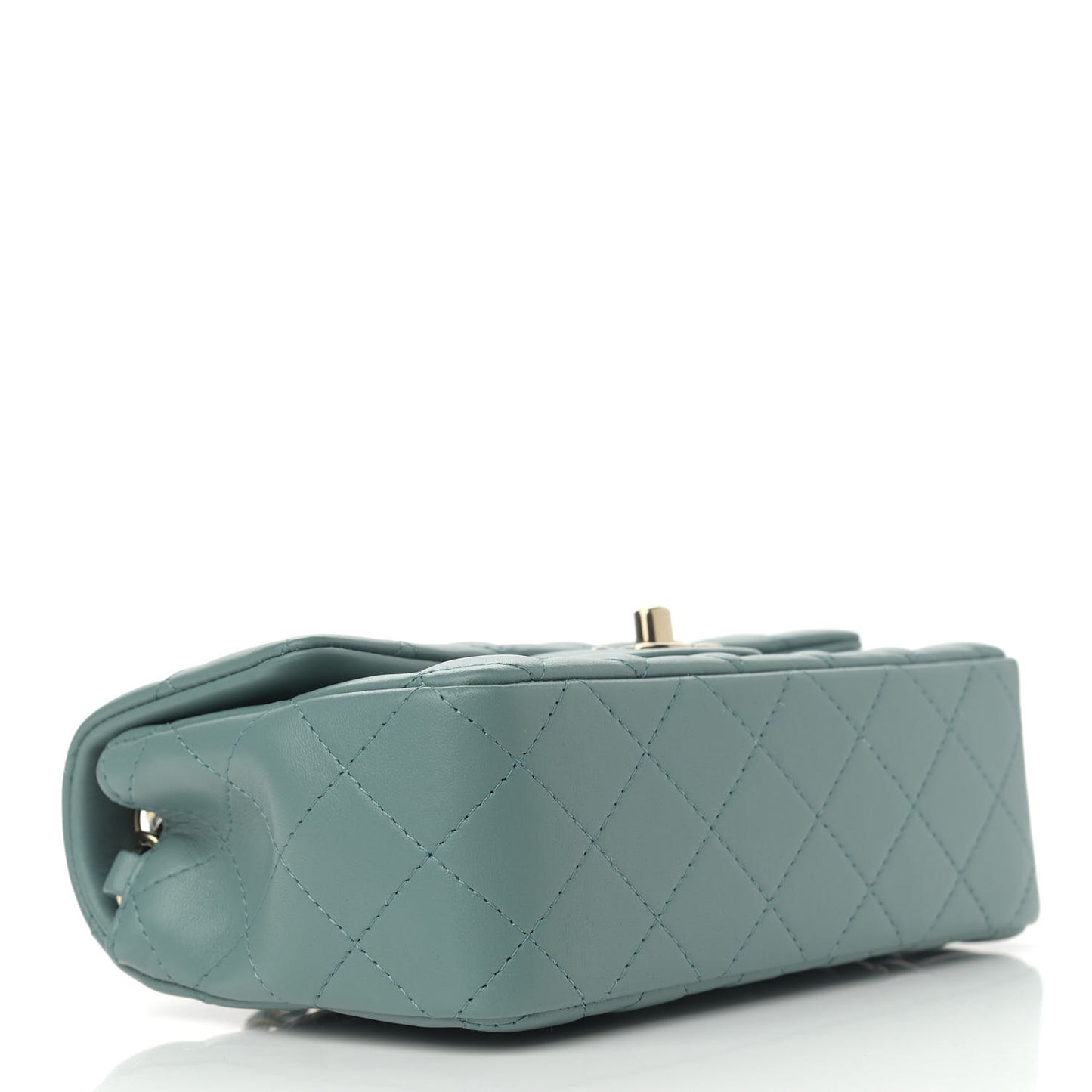 Lambskin Quilted Mini Rectangular Flap Green