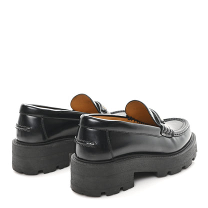Christian Dior Brushed Calfskin Rubber Dior Code Cap Toe Lug Sole 35mm Loafers 38 Black 5 of 9