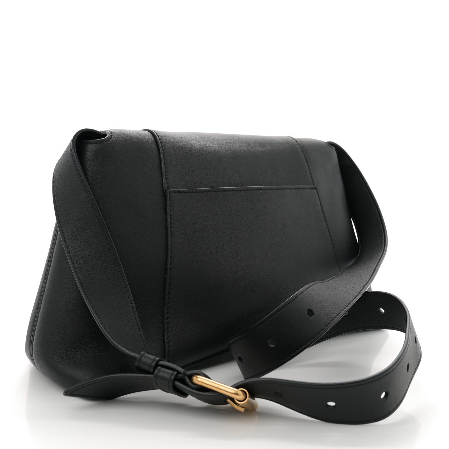 Semi Shiny Smooth Calfskin Small Downtown Shoulder Bag Black