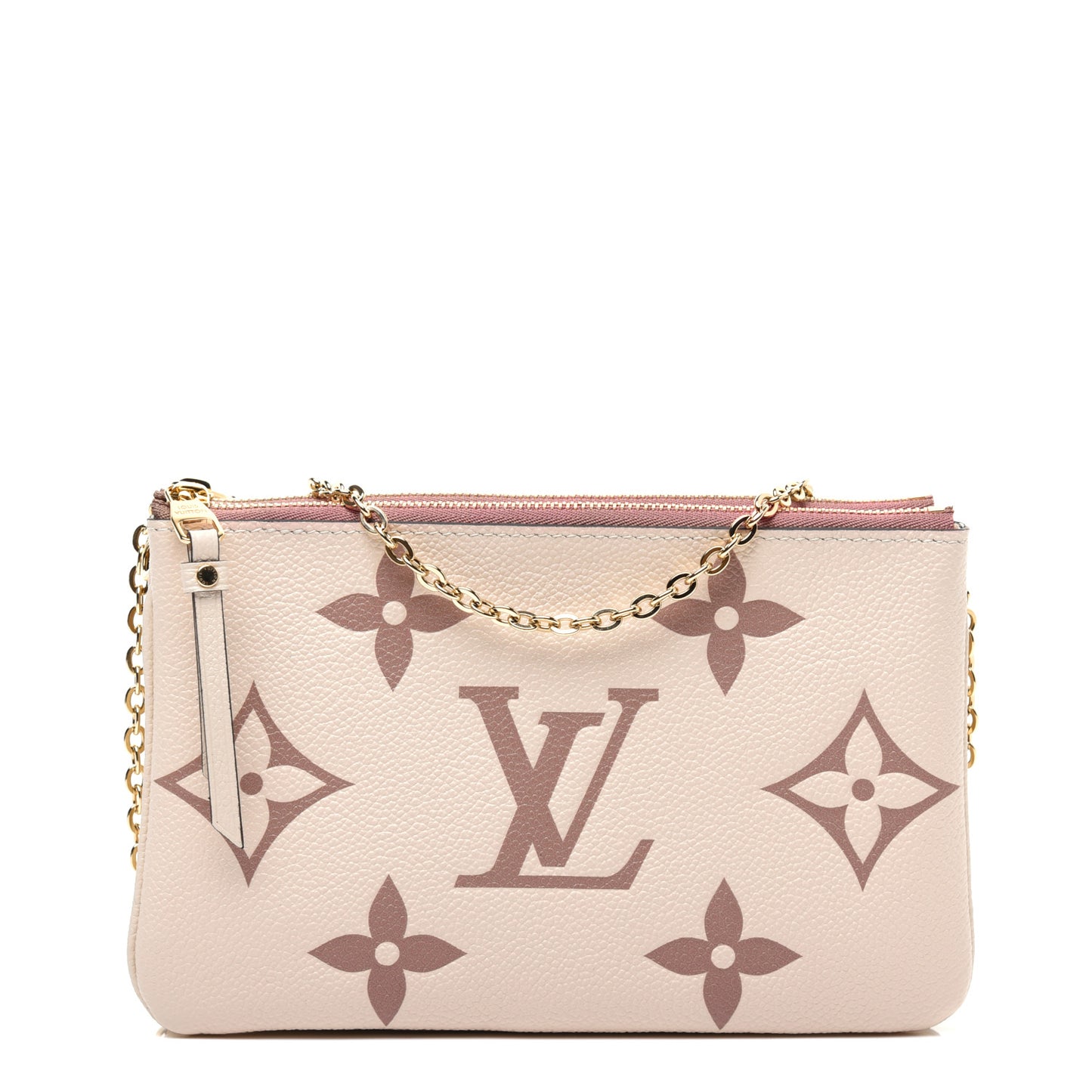 Empreinte Monogram Giant Double Zip Pochette Creme Bois De Rose