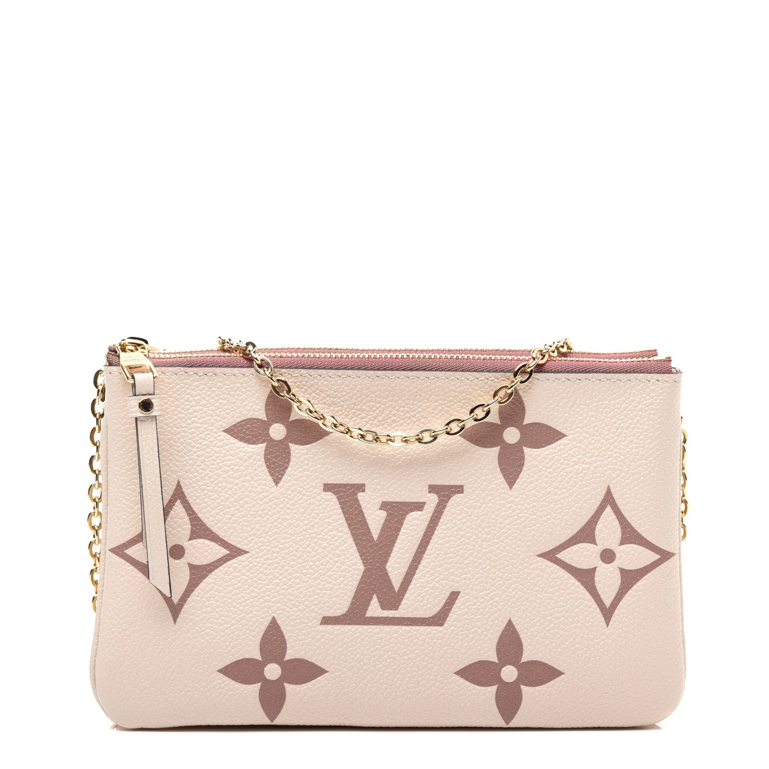 Louis Vuitton Empreinte Monogram Giant Double Zip Pochette Creme Bois De Rose 1 of 11