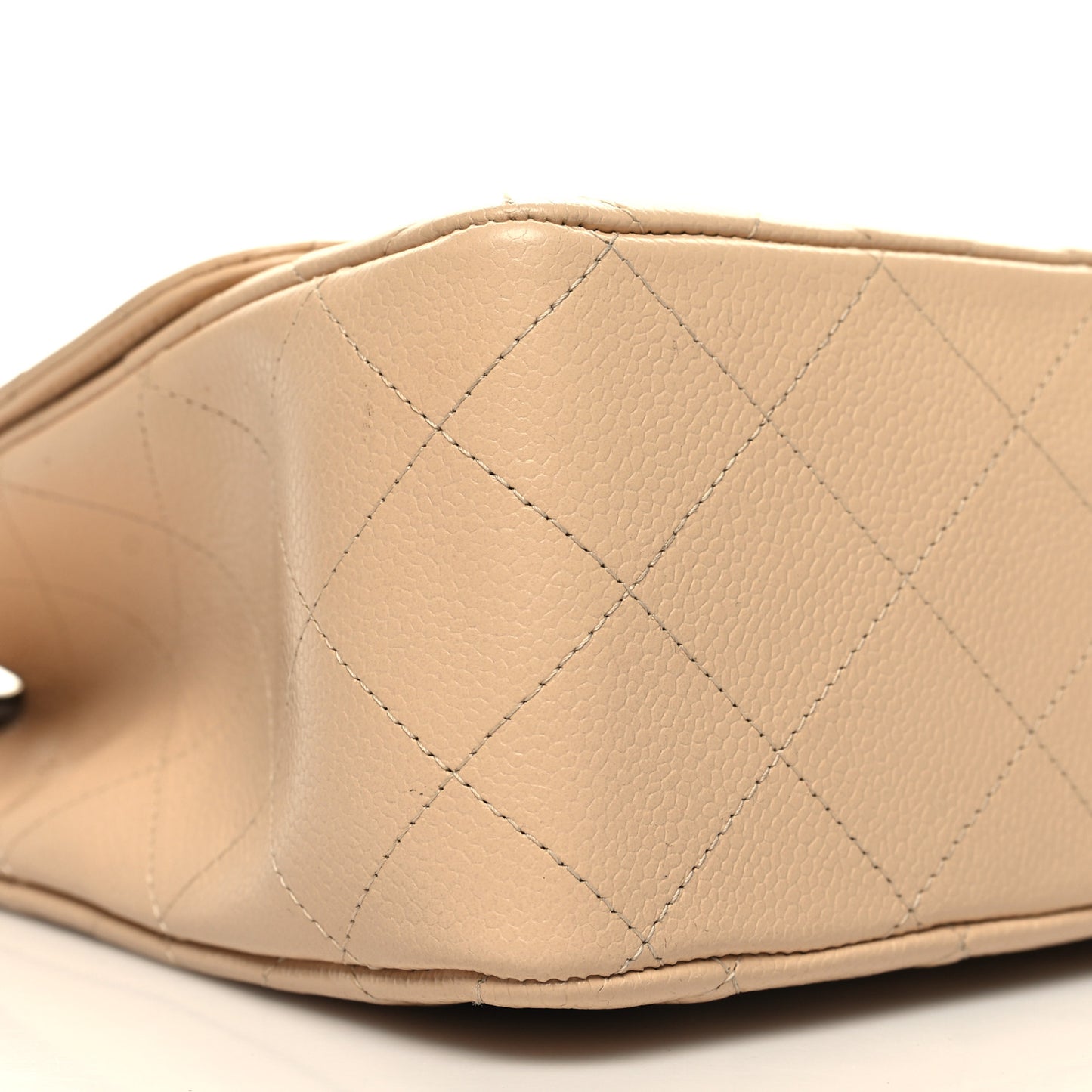 Caviar Quilted Jumbo Single Flap Beige