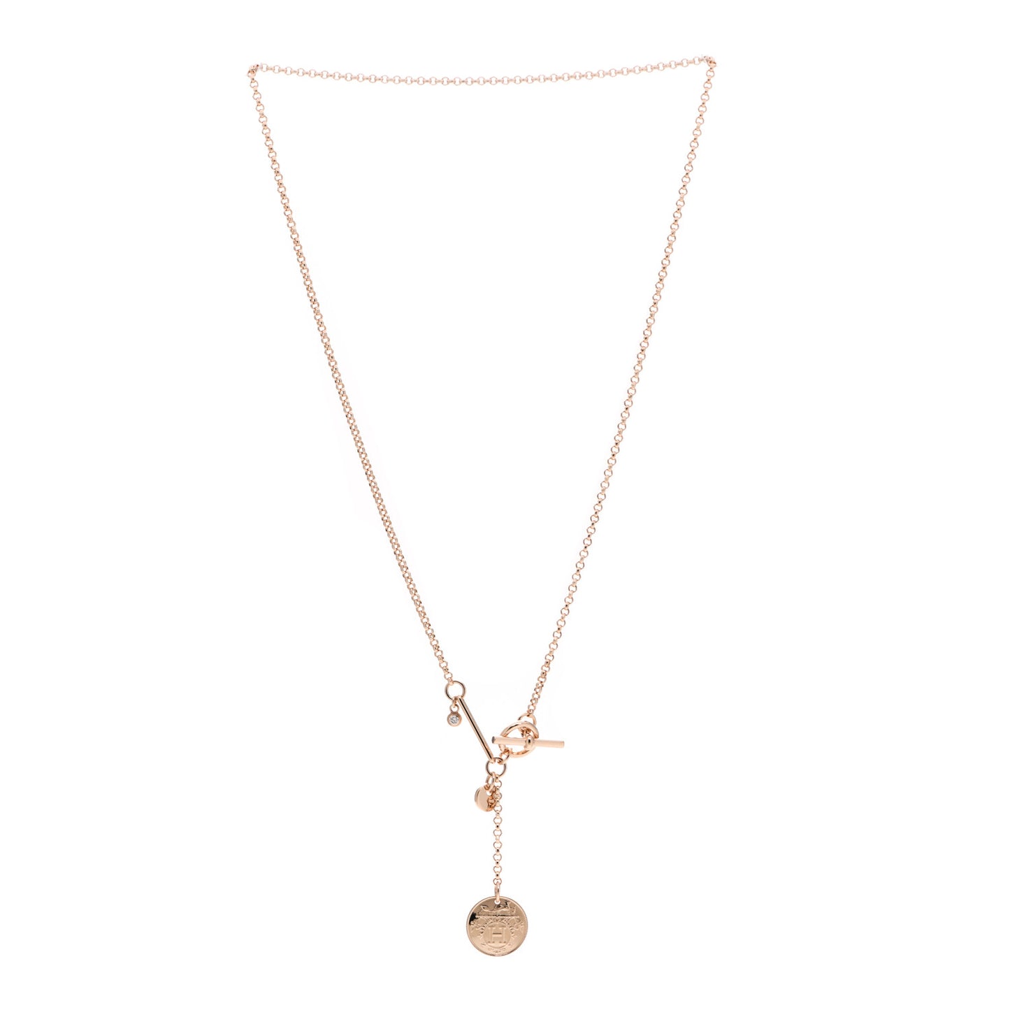 18K Rose Gold Diamond PM Ex-Libris Pendant Necklace