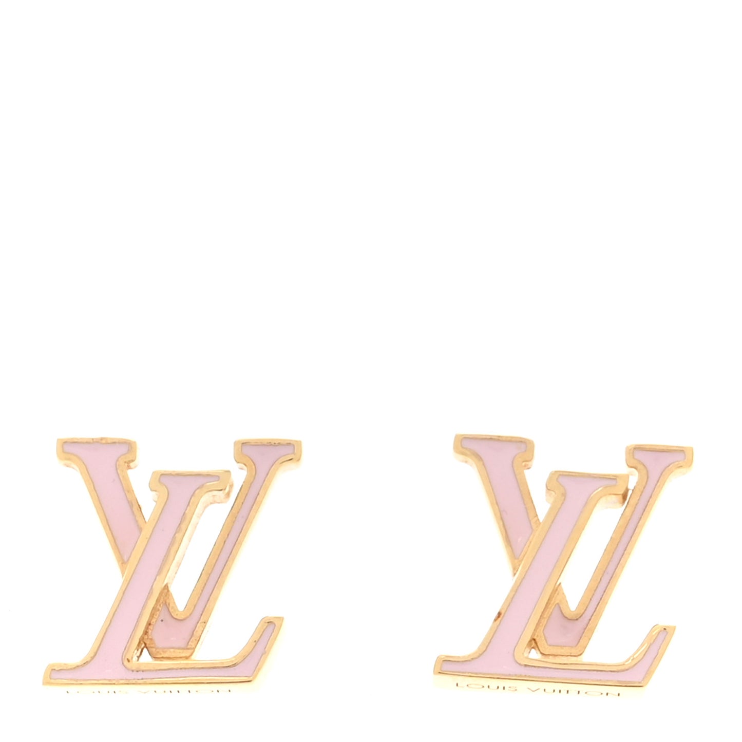 Metal Enamel LV Iconic Earrings Gold Pink
