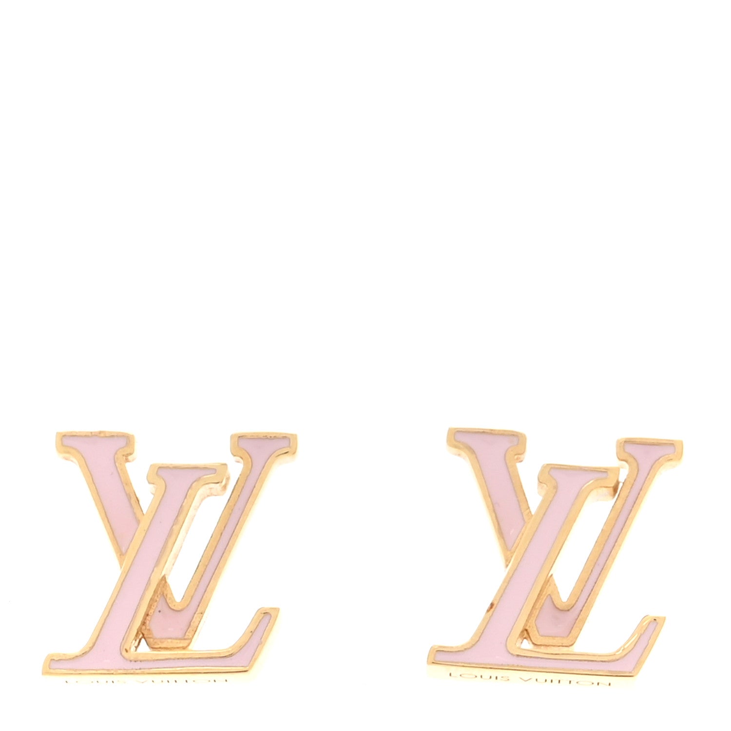 Louis Vuitton Metal Enamel LV Iconic Earrings Gold Pink 1 of 6